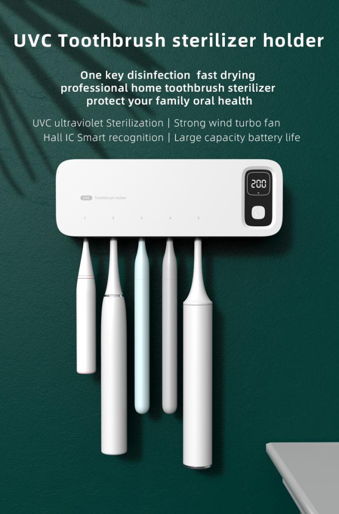 Stérilisateur lumineux UVC à batterie à domicile, brosses à dents intelligentes à mur, désinfectant 0