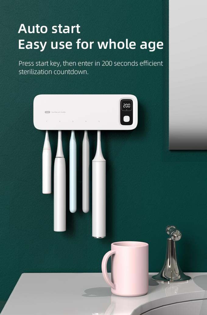 Stérilisateur lumineux UVC à batterie à domicile, brosses à dents intelligentes à mur, désinfectant 5