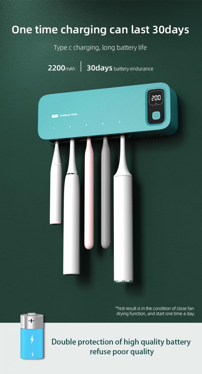 Stérilisateur lumineux UVC à batterie à domicile, brosses à dents intelligentes à mur, désinfectant 8