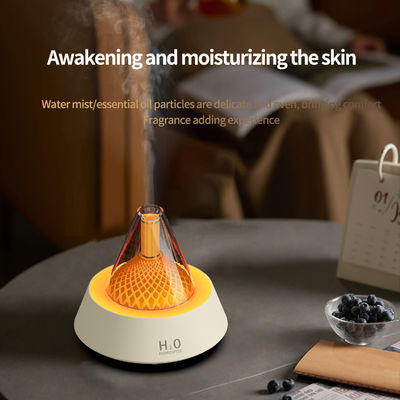 Réglage du chronomètre 2/4/6 heures Humidificateur de flamme de feu aromatique avec lumière LED 7 couleurs