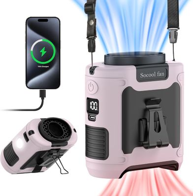 Ventilateur Socool Portable 10000mAh Ventilateur de taille SOS LED Type-C Super Vent Super silencieux Ventilateur de table multifonctionnel