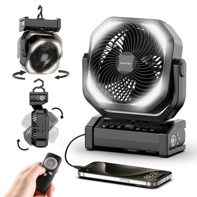 Ventilateur extérieur sans fil à commande à distance rechargeable 20000 MAh avec lumière LED