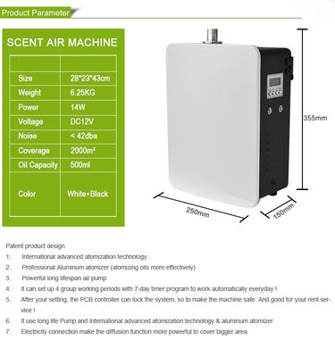 Whisper Quiet and Modern Design W25*D15*H36cm Perfumed Ultrasonic Diffusers with Less Than 35dB Noise Level